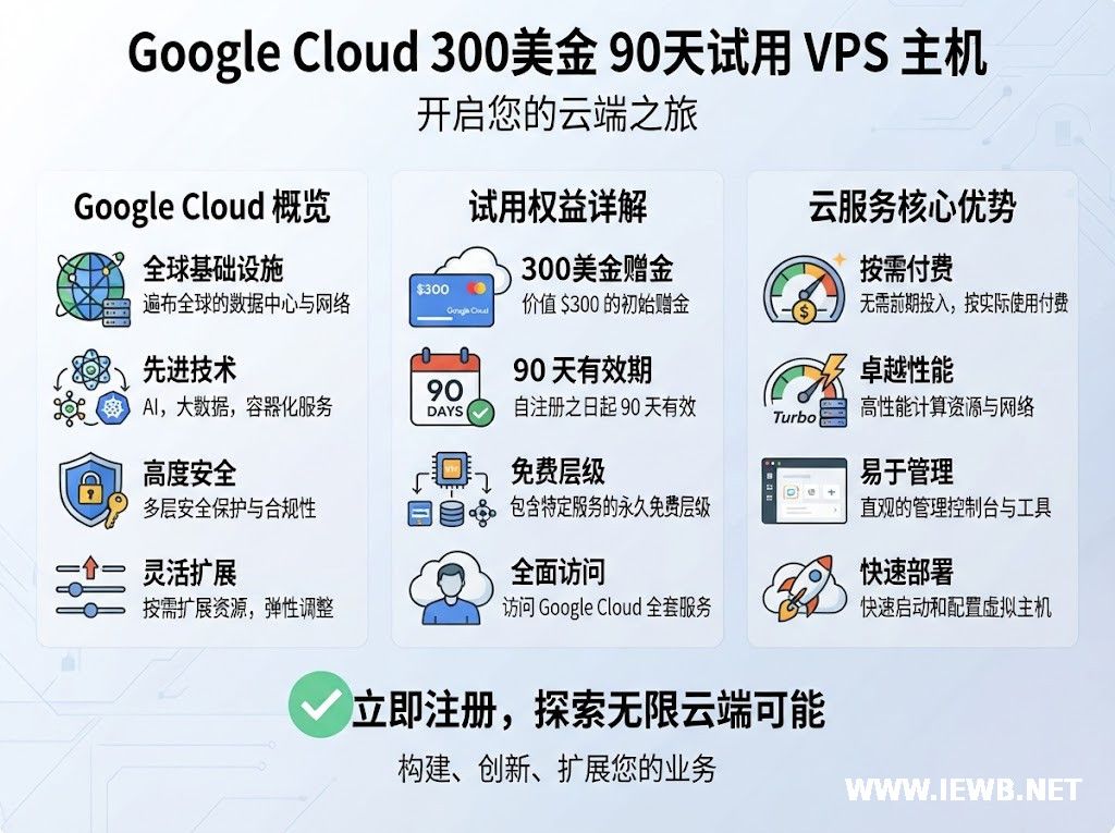 Google Cloud 300美金90天试用VPS主机