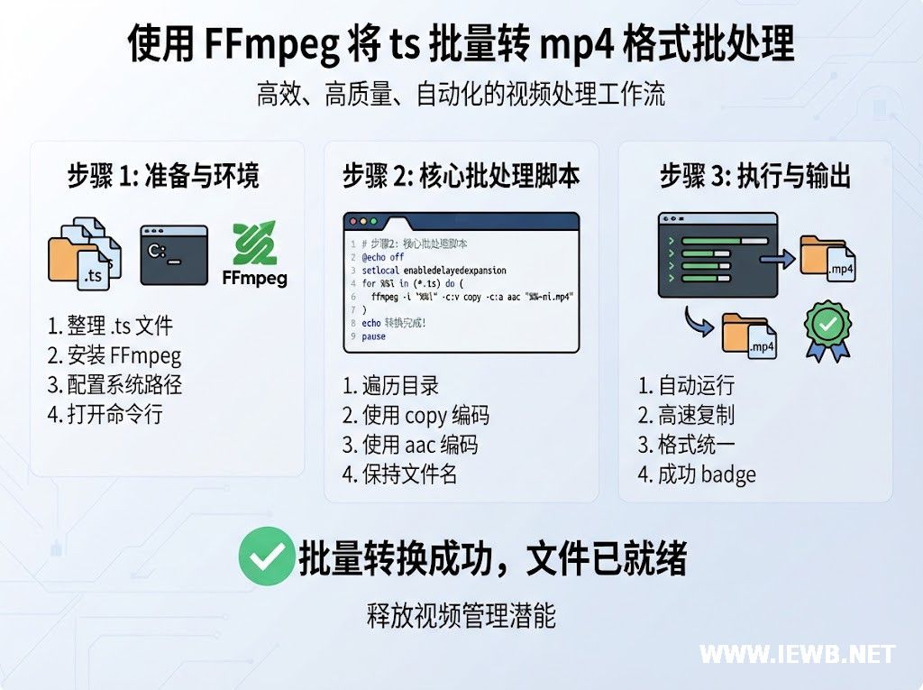 使用​FFmpeg将ts批量转mp4格式批处理