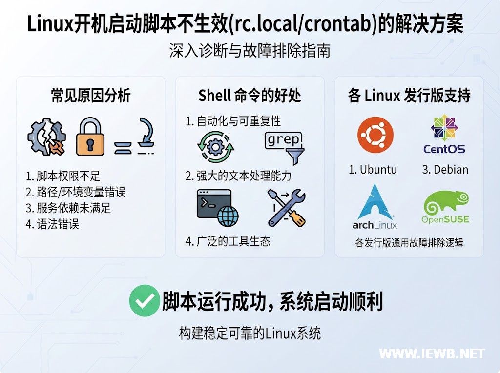 Linux开机启动脚本不生效(rc.local/crontab)的解决方案