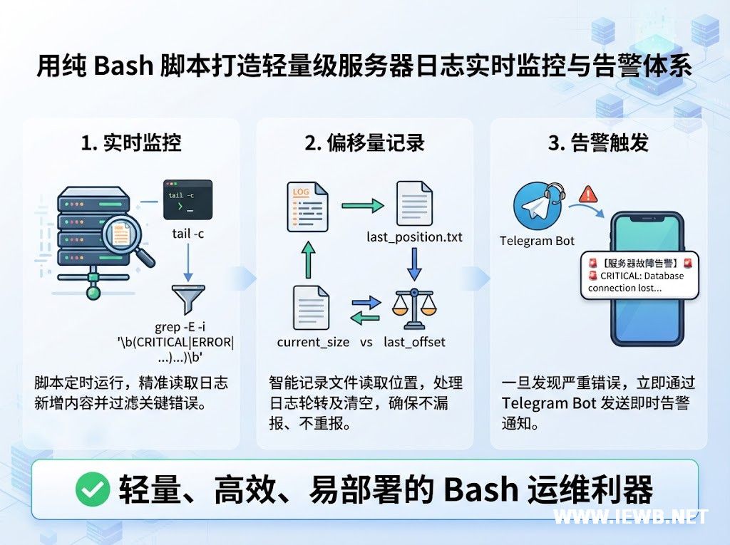 用纯 Bash 脚本打造轻量级服务器日志实时监控与告警体系